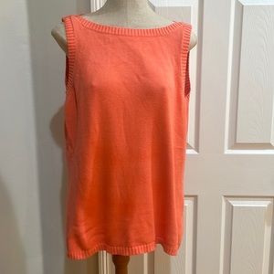 White Stag sweater boatneck tank sleeveless coral cotton women’s size XL 16 18